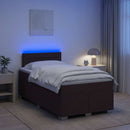 Box Spring Seng med Madras og LED Mørk Brun 120 x 190 cm Stof