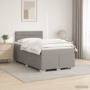 Box Spring Seng med Madras og LED Gråbrun 120 x 190 cm Stof