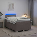Box Spring Seng med Madras og LED Gråbrun 120 x 200 cm Stof