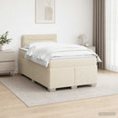 Box Spring Seng med Madras og LED Cremefarvet 120 x 190 cm Stof