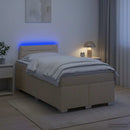 Box Spring Seng med Madras og LED Cremefarvet 120 x 190 cm Stof