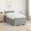 Box Spring Seng med Madras og LED Lysegrå 120 x 200 cm Stof