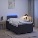 Box Spring Seng med Madras og LED Mørkegrå 120 x 200 cm Stof