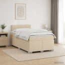 Box Spring Seng med Madras og LED Cremefarvet 120 x 200 cm Stof