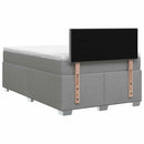 Box Spring Seng med Madras og LED Lysegrå 120 x 190 cm Stof