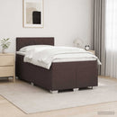Box Spring Seng med Madras og LED Mørk Brun 120 x 200 cm Stof