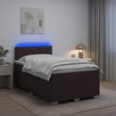 Box Spring Seng med Madras og LED Mørk Brun 120 x 200 cm Stof