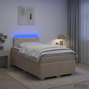 Box Spring Seng med Madras og LED Cremefarvet 120 x 190 cm Stof
