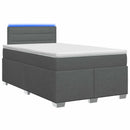 Box Spring Seng med Madras og LED Mørkegrå 120 x 200 cm Stof