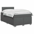 Box Spring Seng med Madras og LED Mørkegrå 120 x 200 cm Stof