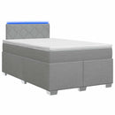 Box Spring Seng med Madras og LED Lysegrå 120 x 200 cm Stof