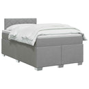 Box Spring Seng med Madras og LED Lysegrå 120 x 200 cm Stof