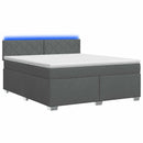 Box Spring Seng med Madras og LED Mørkegrå 140 x 190 cm Stof
