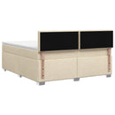 Box Spring Seng med Madras og LED Cremefarvet 140 x 200 cm Stof