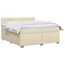 Box Spring Seng med Madras og LED Cremefarvet 140 x 200 cm Stof