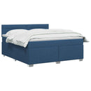 Box Spring Seng med Madras og LED Blå 140 x 200 cm Stof