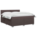 Box Spring Seng med Madras og LED Mørk Brun 140 x 200 cm Stof