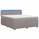 Box Spring Seng med Madras og LED Gråbrun 140 x 200 cm Stof