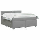 Box Spring Seng med Madras og LED Lysegrå 160 x 200 cm Stof