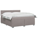 Box Spring Seng med Madras og LED Gråbrun 160 x 200 cm Stof