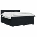 Box Spring Seng med Madras og LED Sort 160 x 200 cm Stof