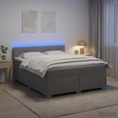 Box Spring Seng med Madras og LED Lysegrå 160 x 200 cm Stof