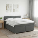 Box Spring Seng med Madras og LED Mørkegrå 180 x 200 cm Stof