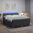 Box Spring Seng med Madras og LED Mørkegrå 180 x 200 cm Stof