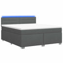 Box Spring Seng med Madras og LED Mørkegrå 180 x 200 cm Stof