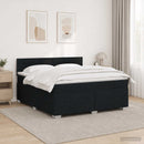 Box Spring Seng med Madras og LED Sort 180 x 200 cm Stof