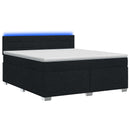 Box Spring Seng med Madras og LED Sort 180 x 200 cm Stof