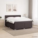 Box Spring Seng med Madras og LED Mørk Brun 160 x 200 cm Stof