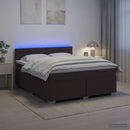 Box Spring Seng med Madras og LED Mørk Brun 180 x 200 cm Stof