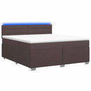 Box Spring Seng med Madras og LED Mørk Brun 180 x 200 cm Stof