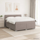 Box Spring Seng med Madras og LED Gråbrun 140 x 200 cm Stof