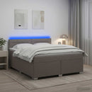 Box Spring Seng med Madras og LED Gråbrun 180 x 200 cm Stof