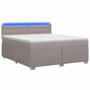 Box Spring Seng med Madras og LED Gråbrun 180 x 200 cm Stof
