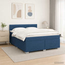 Box Spring Seng med Madras og LED Blå 180 x 200 cm Stof