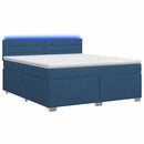 Box Spring Seng med Madras og LED Blå 180 x 200 cm Stof