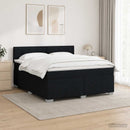 Box Spring Seng med Madras og LED Sort 160 x 200 cm Stof