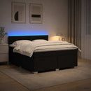 Box Spring Seng med Madras og LED Sort 160 x 200 cm Stof