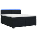 Box Spring Seng med Madras og LED Sort 180 x 200 cm Stof