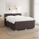 Box Spring Seng med Madras og LED Mørk Brun 160 x 200 cm Stof