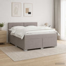 Box Spring Seng med Madras og LED Gråbrun 140 x 200 cm Stof