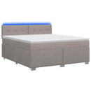 Box Spring Seng med Madras og LED Gråbrun 180 x 200 cm Stof