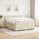 Box Spring Seng med Madras og LED Cremefarvet 140 x 200 cm Stof