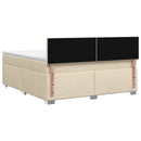 Box Spring Seng med Madras og LED Cremefarvet 180 x 200 cm Stof