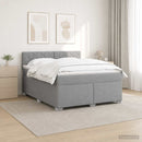 Box Spring Seng med Madras og LED Lysegrå 140 x 190 cm Stof