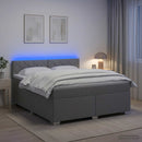 Box Spring Seng med Madras og LED Lysegrå 160 x 200 cm Stof
