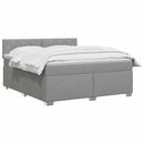 Box Spring Seng med Madras og LED Lysegrå 180 x 200 cm Stof